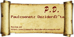 Paulcsenetz Dezideráta névjegykártya